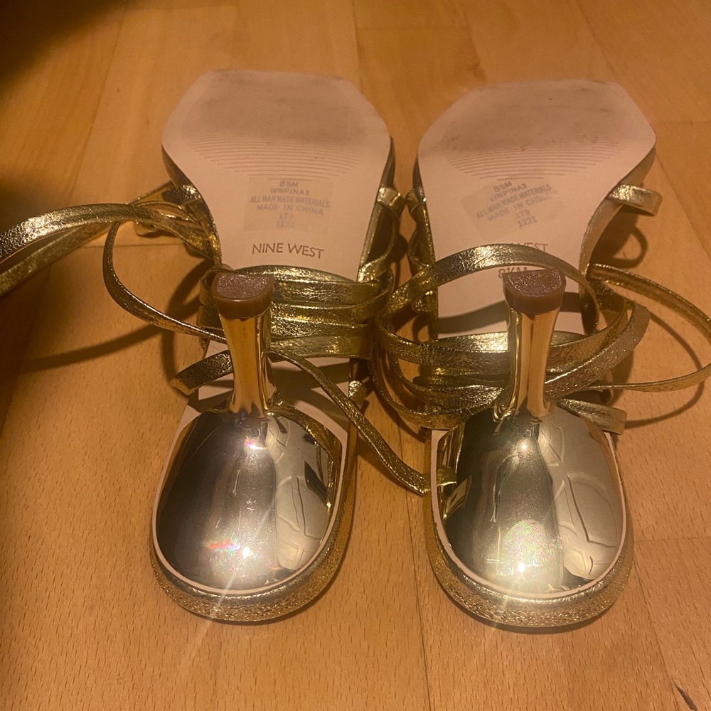 Nine West Pina Heeled Sandals in Gold - Picture 6 of 6